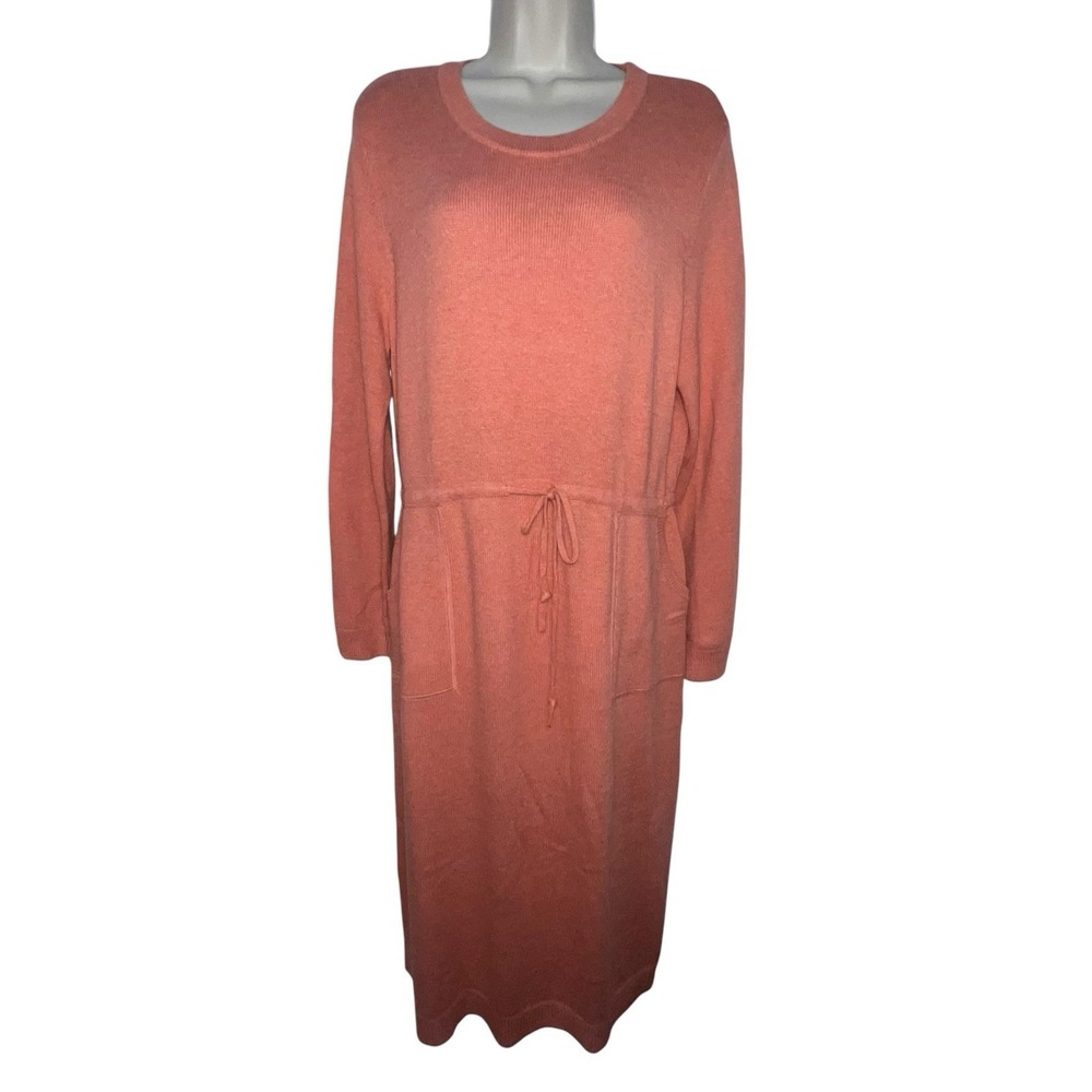 J. Jill Size Med‎ Soft Orange Heather Pure Jill Drawstring-Waist Sweater Dress - Picture 2 of 12